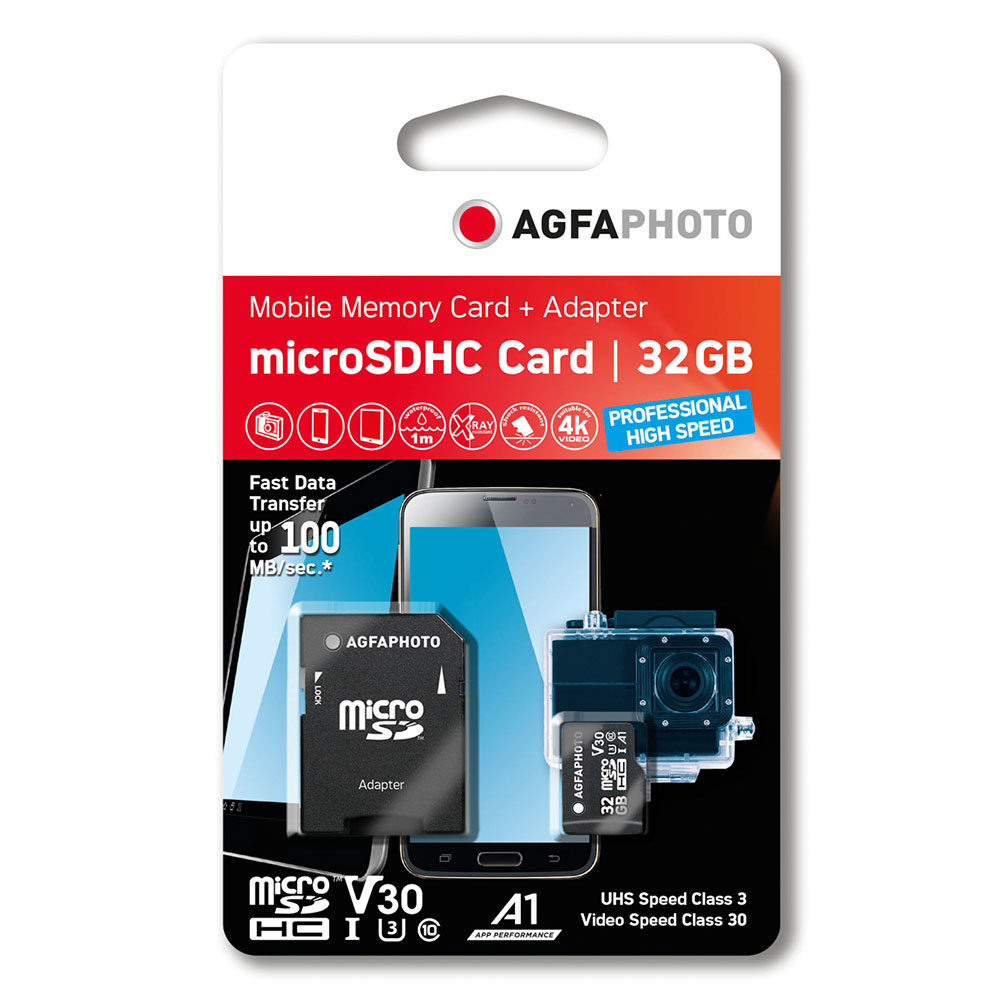 Agfaphoto 32GB microSDHC-Card  UHS-I C10/U3/A1 